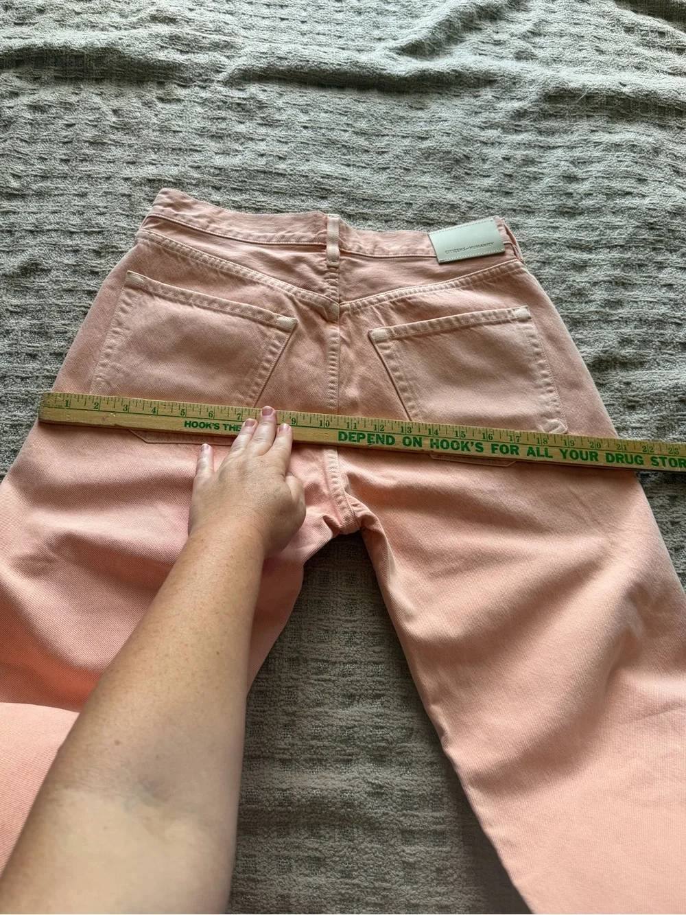 Citizens of humanity now Palma straight clean hem cropped peach color jeans